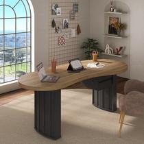Escrivaninha Mesa Escritório Diretor Organic Curva com 2 Gavetas 200cm Marrom Artany Escrivaninha Mesa Escritório Diretor Organic Curva com 2 Gavetas 200cm Marrom Artany