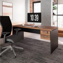 Escrivaninha Mesa Escritório Diretor Retangular com Gaveteiro Suspenso com Chave