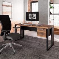 Escrivaninha Mesa Escritório Diretor Retangular com Gaveteiro Suspenso com Chave