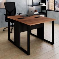 Escrivaninha Mesa Escritório Dupla Pé Quadrado 90cm Industrial Nogal e Preto Yescasa Marrom Escrivaninha Mesa Escritório Dupla Pé Quadrado 90cm Industrial Nogal e Preto Yescasa Marrom