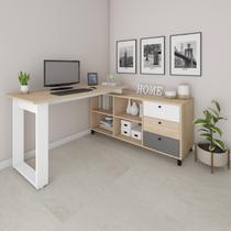 Escrivaninha Mesa Escritório e Home Office em L Home Office 3 Gavetas 4 Nichos 160,3cm Industrial Ca Escrivaninha Mesa Escritório e Home Office em L Home Office 3 Gavetas 4 Nichos 160,3cm Industrial Ca