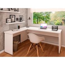 Escrivaninha Mesa Escritório em L 120cm Tampo Office Branco