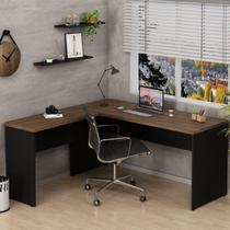 Escrivaninha Mesa Escritório em L 160cm Nogal Marrom Escrivaninha Mesa Escritório em L 160cm Nogal Marrom