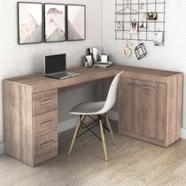 Escrivaninha Mesa Escritório em L 3 Gavetas 2 Portas 156cm MSM446