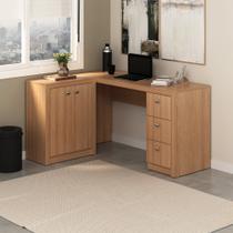 Escrivaninha Mesa Escritório em L com 3 Gavetas e Armários Me4100 Escrivaninha Mesa Escritório em L com 3 Gavetas e Armários Me4100