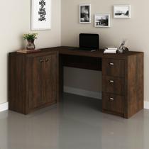 Escrivaninha Mesa Escritório em L com 3 Gavetas e Armários Me4100 Escrivaninha Mesa Escritório em L com 3 Gavetas e Armários Me4100