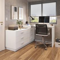 Escrivaninha Mesa Escritório em L com 6 Gavetas Cômoda 138cm Leonie Yescasa