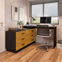 Escrivaninha Mesa Escritório em L com 6 Gavetas Cômoda 138cm Leonie Yescasa