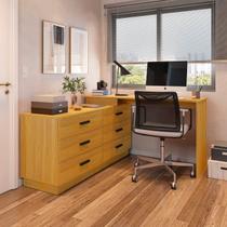Escrivaninha Mesa Escritório em L com 6 Gavetas Cômoda Leonie Yescasa