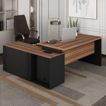 Escrivaninha Mesa Escritório em L com Armário Lateral Pé Painel 150x150cm