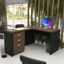 Escrivaninha Mesa Escritório em L com Gaveteiro com Chave 120cmx150cm 150cm Escrivaninha Mesa Escritório em L com Gaveteiro com Chave 120cmx150cm 150cm