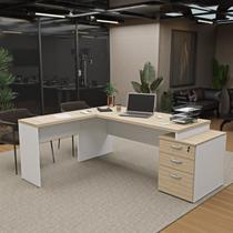 Escrivaninha Mesa Escritório em L Diretor 3 Gavetas