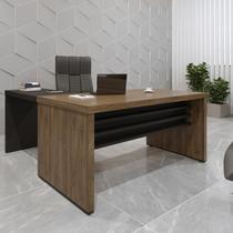 Escrivaninha Mesa Escritório em L Elegante Tamburato 158,5cm Marrom/Charuto/Preto