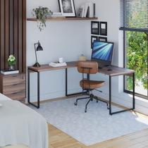 Escrivaninha Mesa Escritório em L Estilo 1,50MX1, Kuadra Compace 150cm Industrial Nogal Marrom Escrivaninha Mesa Escritório em L Estilo 1,50MX1, Kuadra Compace 150cm Industrial Nogal Marrom