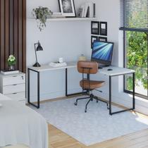 Escrivaninha Mesa Escritório em L Estilo 1,50MX1, Kuadra Compace 150cm Industrial Snow Bege Escrivaninha Mesa Escritório em L Estilo 1,50MX1, Kuadra Compace 150cm Industrial Snow Bege