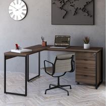 Escrivaninha Mesa Escritório em L Estilo Industrial 150x150cm com Gaveteiro Volante 4 Gavetas Escrivaninha Mesa Escritório em L Estilo Industrial 150x150cm com Gaveteiro Volante 4 Gavetas