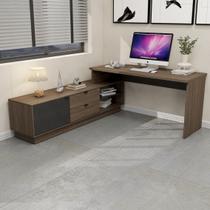 Escrivaninha Mesa Escritório em L Executiva 200x180cm com Balcão Cayman Yescasa