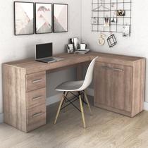 Escrivaninha Mesa Escritório em L MSM446 2 Portas 156cm Rústico Marrom Escrivaninha Mesa Escritório em L MSM446 2 Portas 156cm Rústico Marrom