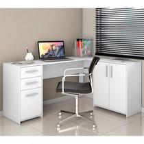 Escrivaninha Mesa Escritório em L Office Nt 2005 2 Gavetas 3 Portas 157cm Branco New