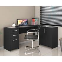 Escrivaninha Mesa Escritório em L Office Nt 2005 2 Gavetas 3 Portas 157cm Preto Tx - Notável Móveis Escrivaninha Mesa Escritório em L Office Nt 2005 2 Gavetas 3 Portas 157cm Preto Tx - Notável Móveis