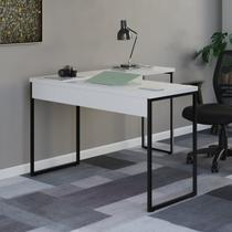Escrivaninha Mesa Escritório em L Work 120cm Industrial Branco e Preto