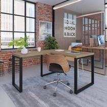 Escrivaninha Mesa Escritório em L Yon Operacional 120x70x75 120cm Industrial Vermont E Preto