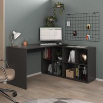 Escrivaninha Mesa Escritório Ergonômica e Atemporal em L com 8 Nichos para Armazenamento Nero Escrivaninha Mesa Escritório Ergonômica e Atemporal em L com 8 Nichos para Armazenamento Nero