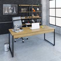Escrivaninha Mesa Escritório Estilo Diretor Kuadra 180cm Industrial Lâmina Mel Marrom