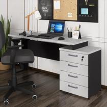 Escrivaninha Mesa Escritório Extensível 135cm 4 Gavetas Multimóveis Cr25324 Cinza Preto Escrivaninha Mesa Escritório Extensível 135cm 4 Gavetas Multimóveis Cr25324 Cinza Preto