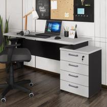Escrivaninha Mesa Escritório Extensível 150cm 4 Gavetas Multimóveis Cr25325 Cinza Preto Escrivaninha Mesa Escritório Extensível 150cm 4 Gavetas Multimóveis Cr25325 Cinza Preto