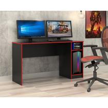 Escrivaninha Mesa Escritório Gamer ME410 136cm Preto e Vermelho Branco