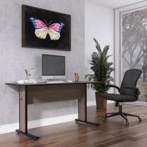 Escrivaninha Mesa Escritório Gerência MX150 Maxxi 150cm Preto E Walnut Escrivaninha Mesa Escritório Gerência MX150 Maxxi 150cm Preto E Walnut