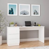 Escrivaninha Mesa Escritório Hera 3 Gavetas 163cm CabeCasa MadeiraOriginals Algodão Branco Escrivaninha Mesa Escritório Hera 3 Gavetas 163cm CabeCasa MadeiraOriginals Algodão Branco