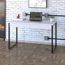 Escrivaninha Mesa Escritório Kuadra 2 Gavetas 120cm Industrial Branco Chess Marrom Escrivaninha Mesa Escritório Kuadra 2 Gavetas 120cm Industrial Branco Chess Marrom
