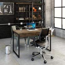 Escrivaninha Mesa Escritório Kuadra 2 Gavetas 120cm Industrial Carvalho Dark Escrivaninha Mesa Escritório Kuadra 2 Gavetas 120cm Industrial Carvalho Dark