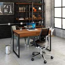 Escrivaninha Mesa Escritório Kuadra 2 Gavetas 120cm Industrial Nogal Marrom