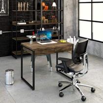 Escrivaninha Mesa Escritório Kuadra 2 Gavetas 90cm Industrial Carvalho Dark Marrom