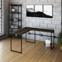 Escrivaninha Mesa Escritório L Estilo Dynamica 140cm Industrial Yescasa Carvalho Dark e Preto Marrom Escrivaninha Mesa Escritório L Estilo Dynamica 140cm Industrial Yescasa Carvalho Dark e Preto Marrom