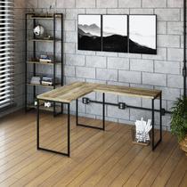 Escrivaninha Mesa Escritório L Estilo Dynamica 140cm Industrial Yescasa Carvalho E Preto Escrivaninha Mesa Escritório L Estilo Dynamica 140cm Industrial Yescasa Carvalho E Preto