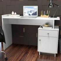 Escrivaninha Mesa Escritório Lisboa 1 Gaveta 1 Porta 122cm Branca Escrivaninha Mesa Escritório Lisboa 1 Gaveta 1 Porta 122cm Branca