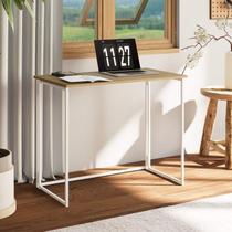 Escrivaninha Mesa Escritório Mesa Dobrável Office e Estudo Pés Metal 90cm Industrial Executive Macadâmia com Branco Marrom Escrivaninha Mesa Escritório Mesa Dobrável Office e Estudo Pés Metal 90cm Industrial Executive Macadâmia com Branco Marrom