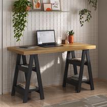 Escrivaninha Mesa Escritório Moderna com Pés Cavalete em Tamburato 50mm Art