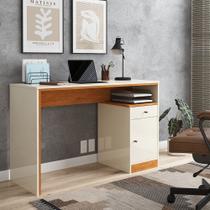 Escrivaninha Mesa Escritório Office 1 Porta 120cm Nature E Off White