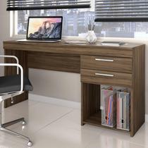 Escrivaninha Mesa Escritório Office 2 Gavetas 121cm Nogal Trend