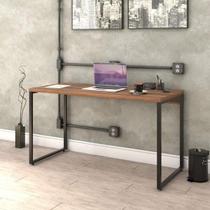 Escrivaninha Mesa Escritório Office Estilo Kuadra 135cm Industrial Nogal Marrom