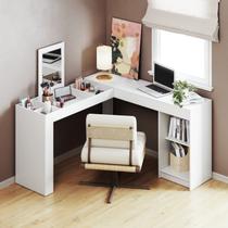 Escrivaninha Mesa Escritório Penteadeira em L Organizadora de Canto