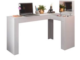 Escrivaninha Mesa Escritório Penteadeira em L Porta Objetos Jade 135,5cm Branca