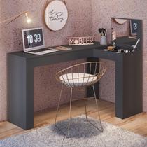 Escrivaninha Mesa Escritório Penteadeira em L Porta Objetos Jade 135,5cm Preto