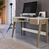 Escrivaninha Mesa Escritório Primazzia 2 Gavetas 124cm Carvalho Mel E Off White Escrivaninha Mesa Escritório Primazzia 2 Gavetas 124cm Carvalho Mel E Off White