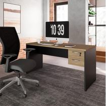 Escrivaninha Mesa Escritório Retangular com Gaveteiro Suspenso com Chave